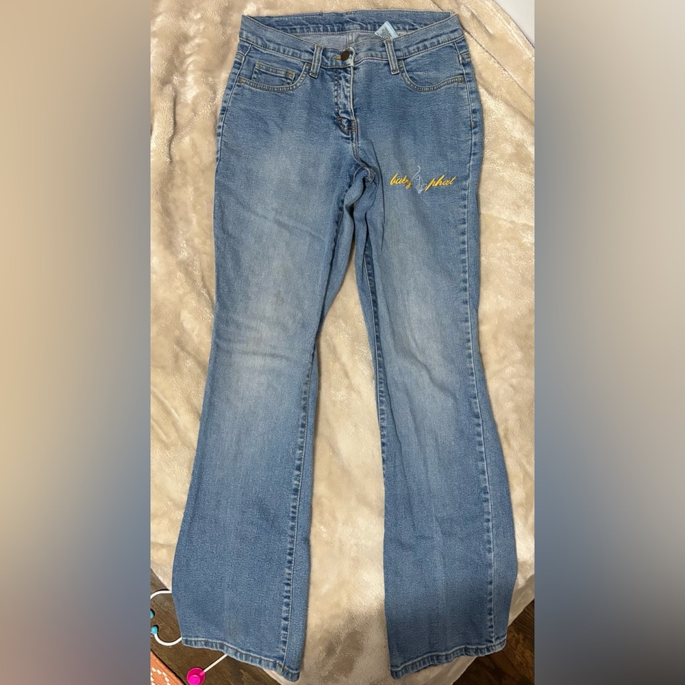 Baby Phat Blue Flare Jeans with Embroidery